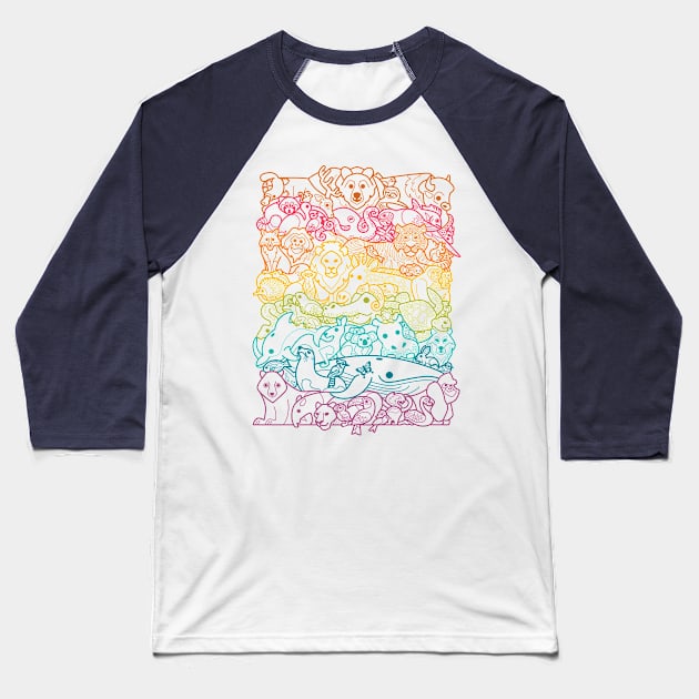 Animal Spectrum : Outline Baseball T-Shirt by Waynem